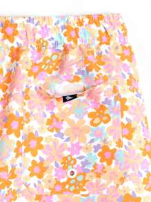 Manfinity 男士花卉图案印花沙滩短裤，带斜口袋，情侣款泳池短裤，适合海滩、度假 - 黃色 - 查看 5