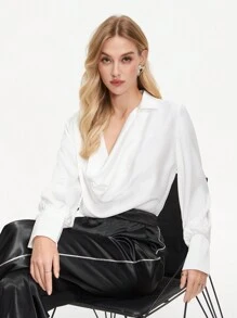 BizChic 女式翻領長袖襯衫 - 白色 - 查看 6