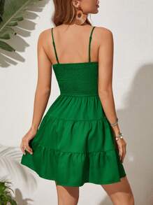 SHEIN VCAY Vacation Style Women's Cami Dress With Ruffle Hem