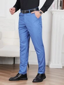 Manfinity Mode Nam Màu thuần Bộ đồ Quần Với Túi - Màu xanh lam - Xem 3