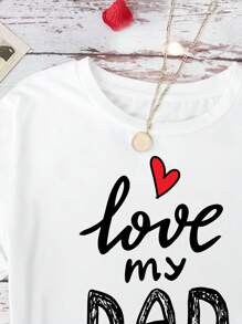 SHEIN Leap Crew Tween Girls' Simple Casual Short Sleeve Round Neck T-Shirt With Graphic Print, Suitable For Summer - White - View 3