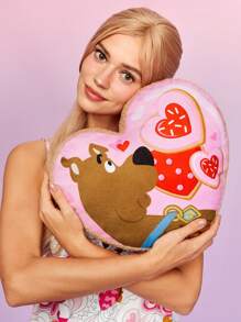 SCOOBY-DOO X SHEIN Pink Heart Shaped Plush Pillow - Pink - View 2