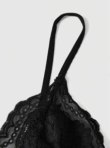 ROMWE PUNK Plus Size Solid Color Contrast Lace Cami Top, School, Summer