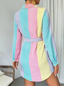 Chiquease Women's Colorful Striped Shirt Dress - Multicolor - View 2