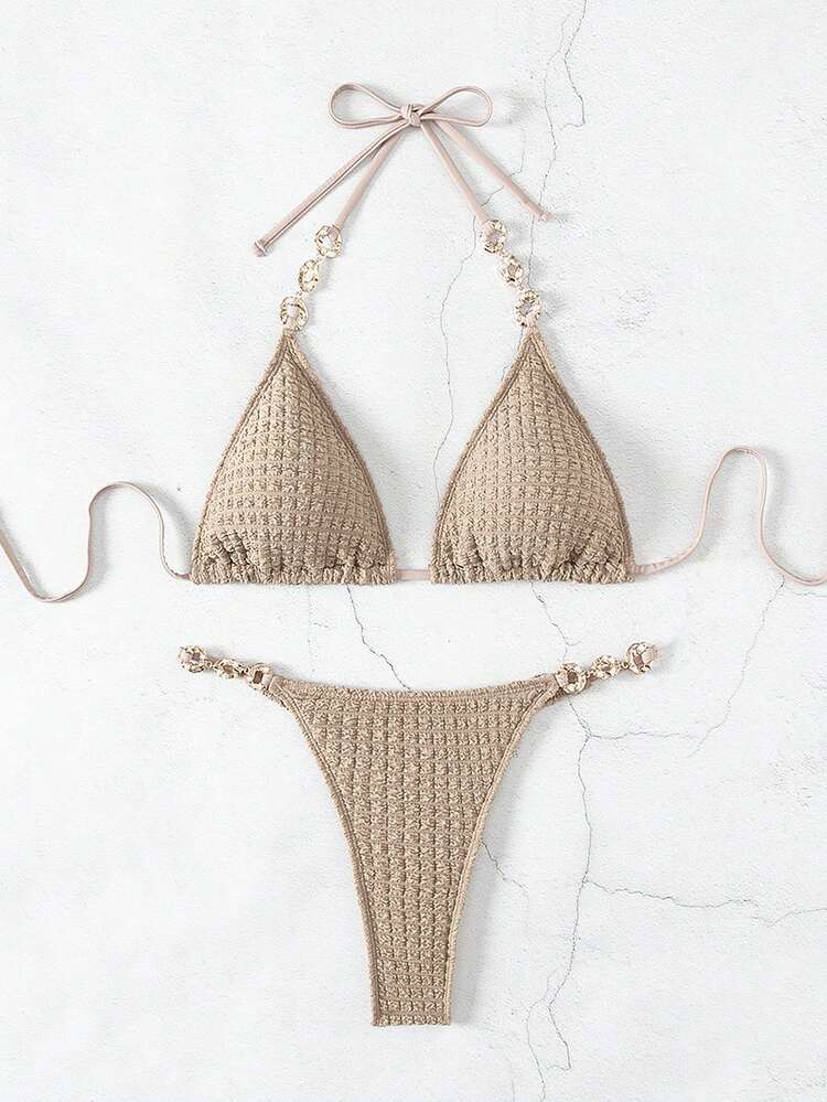 Summer Women's Halter Neck Strap Bikini Set