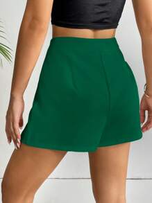 SHEIN Essnce Women's High Waist Shorts With Asymmetrical Hem