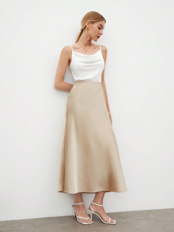 BizChic Women's A-Line Satin Skirt