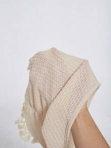 SHEIN VCAY One Shoulder Tassel Hem Crop Top