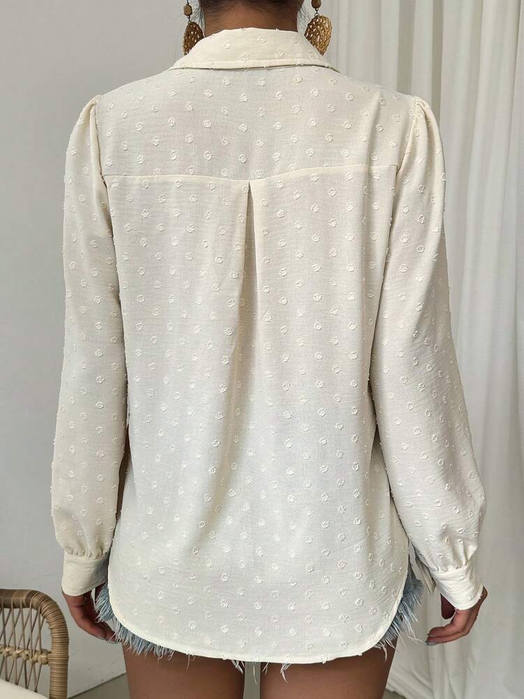 Women's Puff Sleeve Turn-Down Collar Shirt Fall Cloth For Women