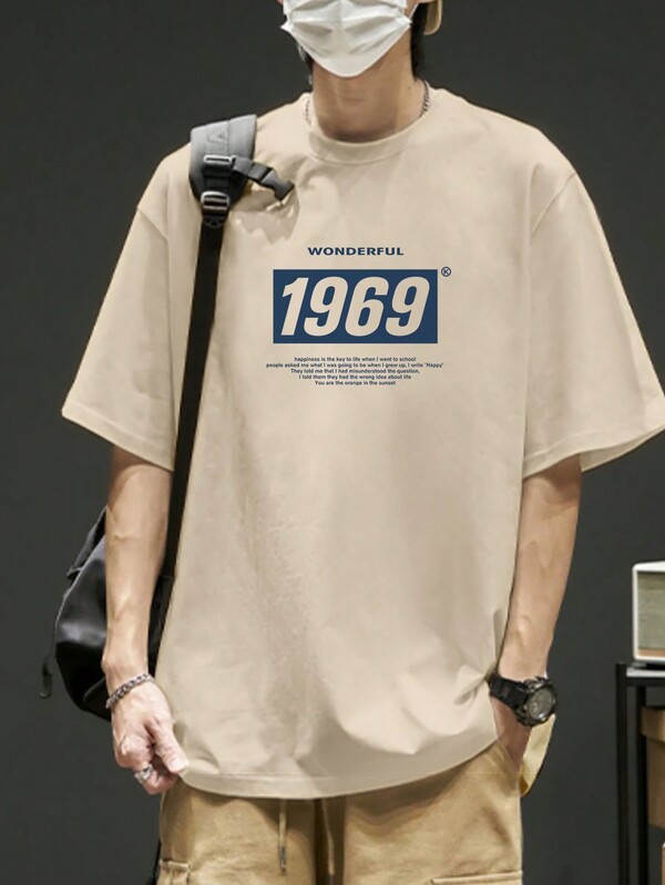 Men Slogan Graphic Drop Shoulder Tee