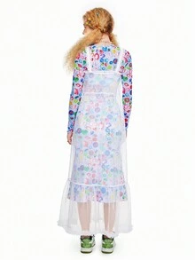 SHEINNeu Ruffle White Mesh Dress - White - View 2