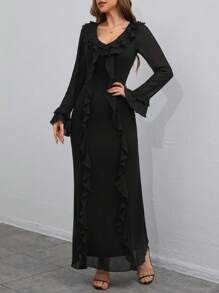 Firerie Romantic Ruffled Edge Long Sleeve Dress
