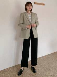 DAZY Women's Plain Pocket Straight Leg Loose Fit Business Casual Trousers,Women Dress Pants Fall/Winter - Black - View 4