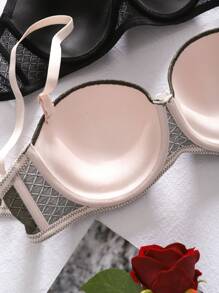 Ladies Underwire Bow Front Bra Lingerie - Dark Green - View 7