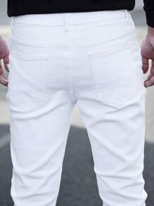 SHEIN Teen Boys' White Ripped Denim Jeans - White - View 5