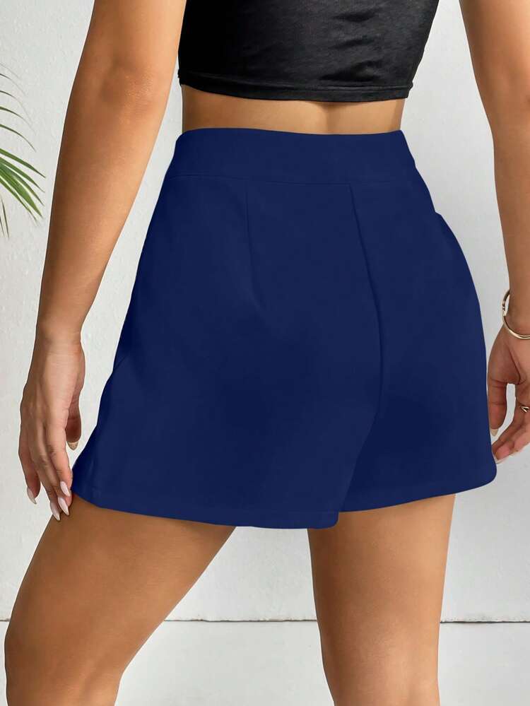 Women's High Waist Shorts With Asymmetrical Hem