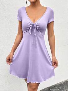 SHEIN EZwear 女士前打結A字母型針織連衣裙