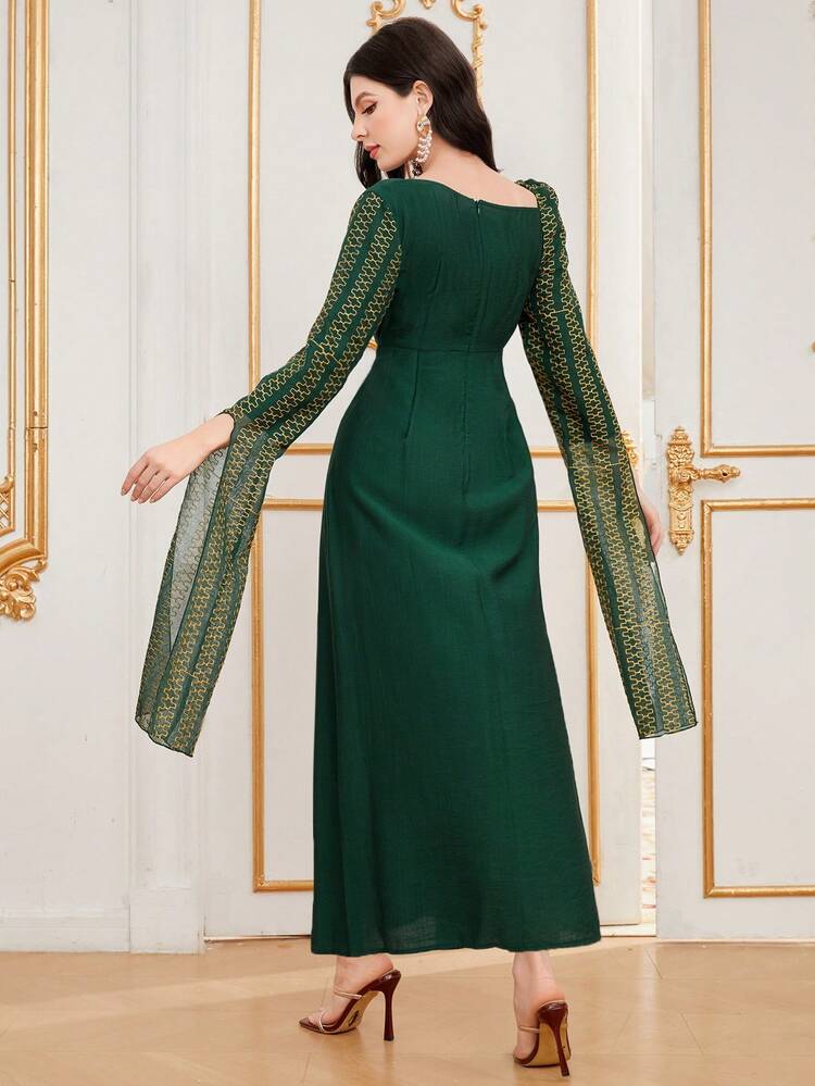Women's Split Long Sleeve Knotted Waist Dress Fall Cloth For Women