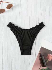 Swim Mod Summer Beach Women's Solid Color Swimwear Bottoms - Black - View 1