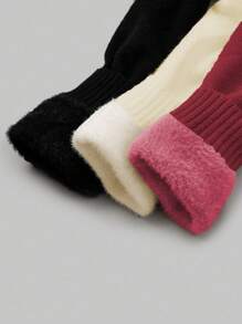Calvaya Plus Size Solid Color High Neck Thickened Sweater Knit Pullover Fall Winter - Multicolor - View 3
