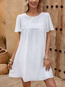 SHEIN LUNE Women's Round Neck Short Sleeve Dress