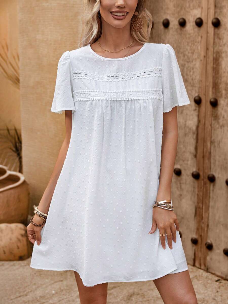 SHEIN LUNE Women's Round Neck Short Sleeve Dress