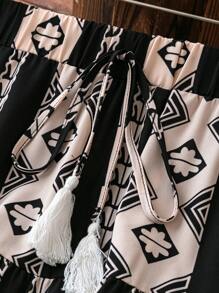 SHEIN LUNE Gonna Stampata Taglie Forti Con Vita Annodata