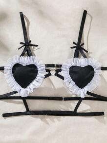 SHEIN 女式性感女僕裝內衣套裝 - 黑與白 - 查看 7