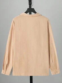 RueChic Men Solid Button Up Shirt - Apricot - View 2