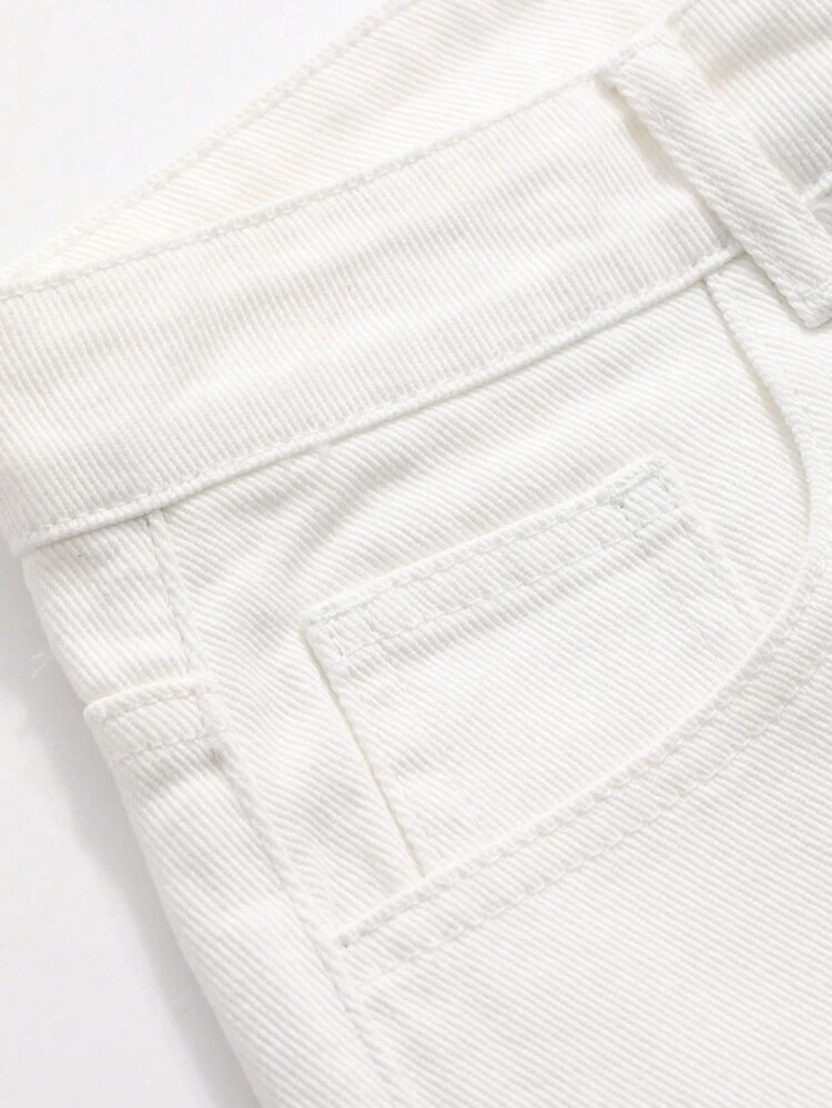 Women's Solid Color Straight Leg Denim Shorts Jorts