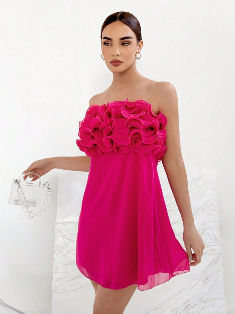 Women's Multilayer Lace Strapless Dress