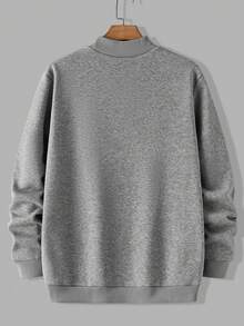 GENTILAND 男士針織立領休閒衛衣,帶字母印花 - 淺灰色 - 查看 6