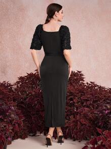 Modelyn Women's Solid Color Simple Style Dress - Black - View 2