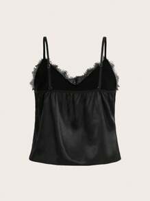 3pcs/Set Plus Size Lace Detail Cami Top And Polka Dot Printed Shorts And Pants Pajama Set With Bowknot Decor - Multicolor - View 9