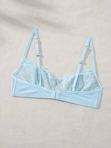 女式拼接蕾絲胸罩 - 霧霾藍 - 查看 6