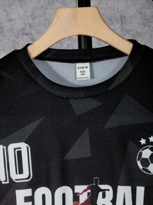 SHEIN Tween Boys' Letter & Geometric Print Short Sleeve T-Shirt And Shorts Set - Multicolor - View 8