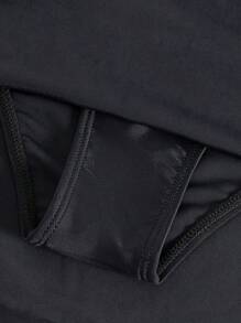 SHEIN Swim Carnaval De Falda Pantalón De Baño De Cintura Alta De Color Sólido