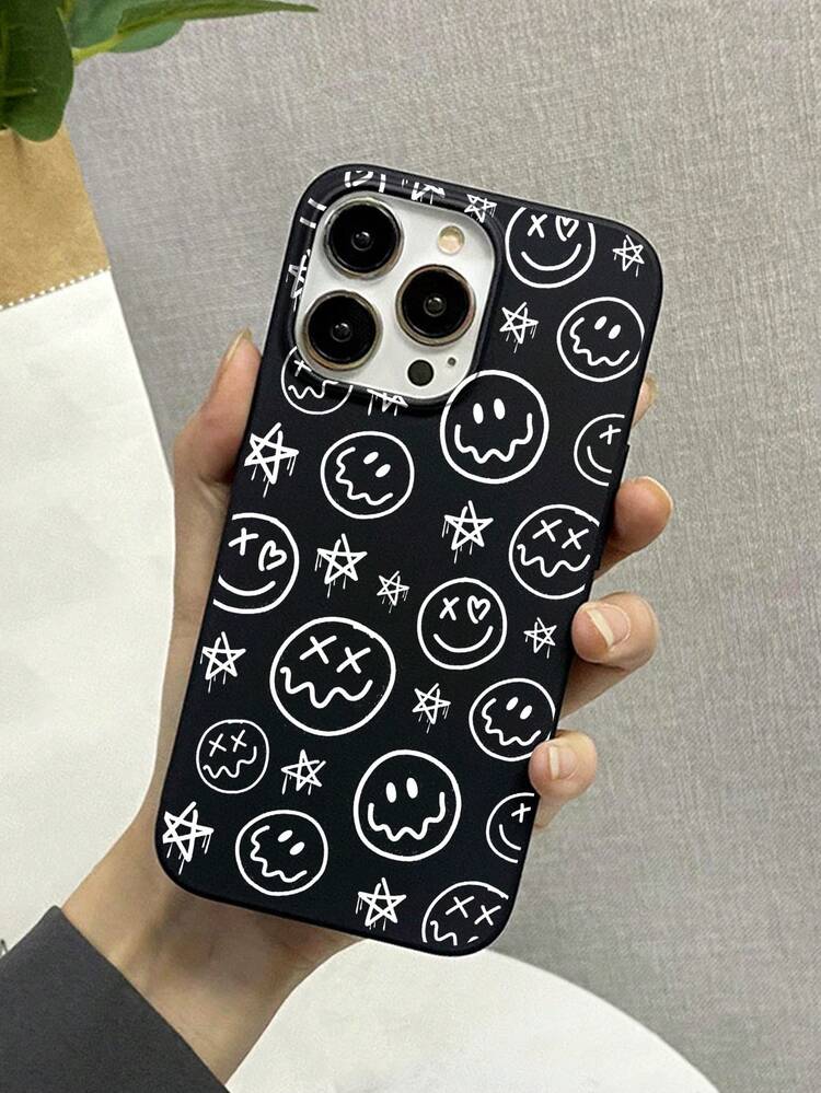 Artist 1pc Black Soft Phone Case With Printed Pattern, Full Protective Coverage Against Shocks, Holiday