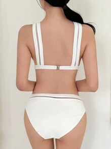 DAZY Conjunto de bikini de mujer con espalda calada, sin mangas, para el verano y la playa, traje de baño tipo tankini