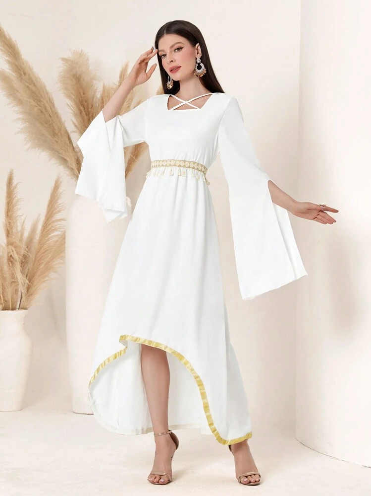 slim fit dress slacks Women's White Linen Maxi Dress main image 1