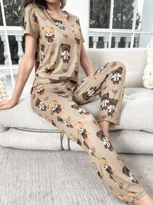 Conjunto de pijama / pijama con gráficos de dibujos animados - Multicolor - Ver 6