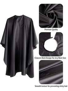 Home-Use Haircut Cape, Suitable For Hairdressing Salon, Beauty Salon, Customer Service Uniform, Kimono Style Haircut Cape, Suitable For Hairdressing, Dyeing And Beauty Salon - Black - View 3