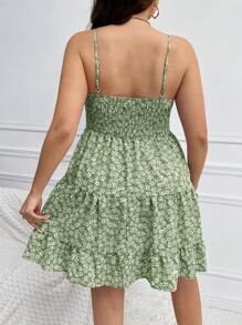 Breezaya Robe d'été grande taille pour femme style bohème avec imprimé floral et volants aux bretelles fines - Multicolore - Voir 2