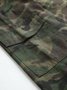 SHEIN Sparklyn Teen Girl's Casual And Stylish Retro Camouflage Jean Pants, Straight Cut, School, Campus, College - Dark Green - View 6