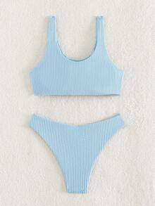 女士藍色比基尼泳衣 - 藍色 - 查看 2