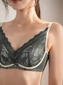 FRIFUL Sutiã feminino sem aro, com leve forro de renda. - Verde - Ver 3