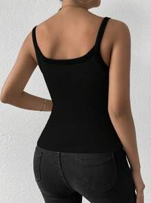 Zielony Camiseta De Tirantes Básica De Color Sólido Para Mujeres