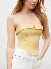 BizChic Women's Autumn Fold Detail Camisole Top, Urban Commute Business Casual Wear, Basic Top Suitable For Christmas, Halloween, Party, Wedding Guest Attire - Yellow - View 8