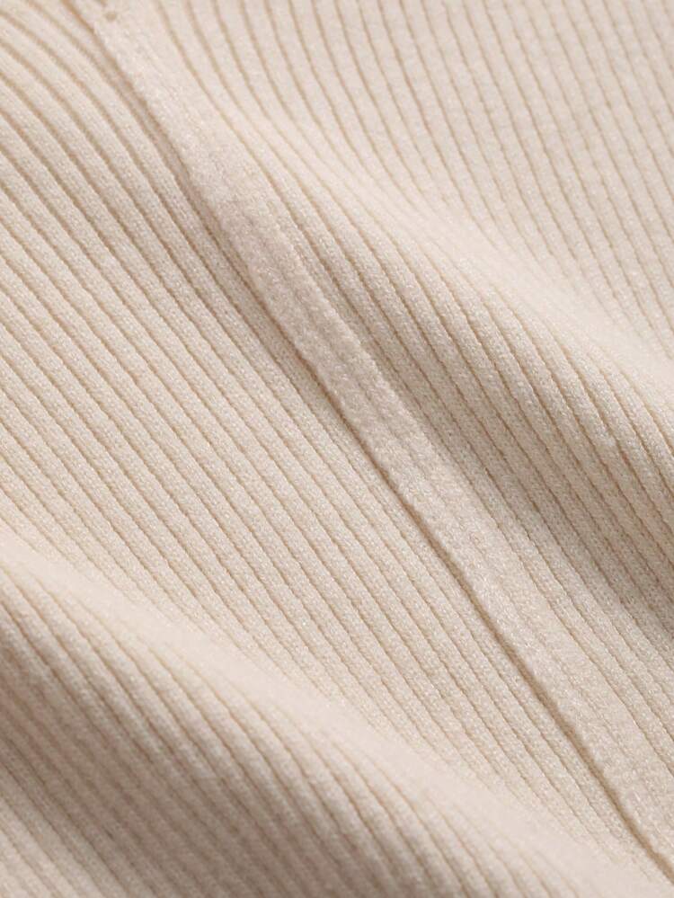 Women's Solid Color Knitted Split Sweater With Rib Design,Fall Clothes