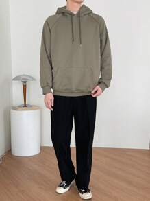 DAZY Homme Sweat-Shirt À Capuche À Poche Kangourou Manches Raglan À Cordon
